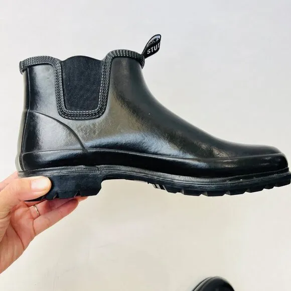 Stutterheim Men black Chelsea rain boots, Size 10