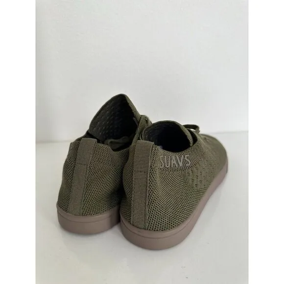 SUAV Men's Zilker Gum Sole Sneakers Green Knit Low Top Laces Comfort Size 7.5
