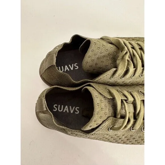 SUAV Men's Zilker Gum Sole Sneakers Green Knit Low Top Laces Comfort Size 7.5