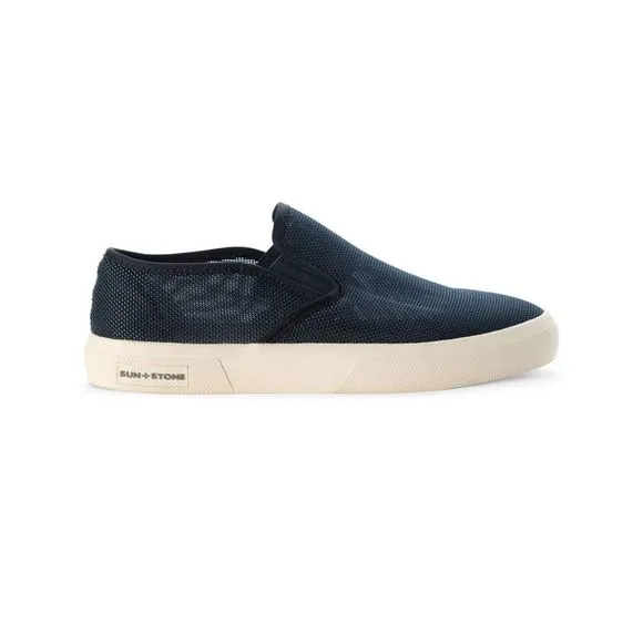 SUN STONE Mens Navy Goring Lyle Round Toe Platform Slip On Sneakers 8 M