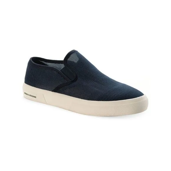 SUN STONE Mens Navy Goring Lyle Round Toe Platform Slip On Sneakers 8 M