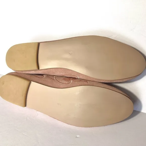 Sundance Huma Blanco Soft Pink Rosebud Embroidered Suede Leather Flats 9 NWOT