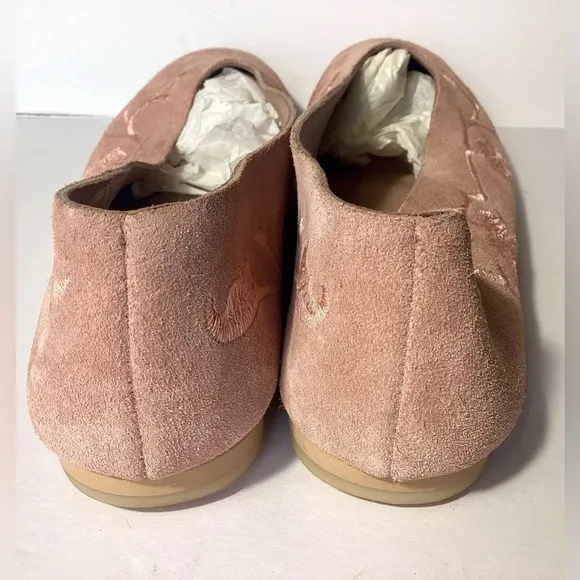 Sundance Huma Blanco Soft Pink Rosebud Embroidered Suede Leather Flats 9 NWOT