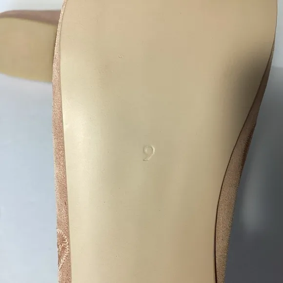 Sundance Huma Blanco Soft Pink Rosebud Embroidered Suede Leather Flats 9 NWOT