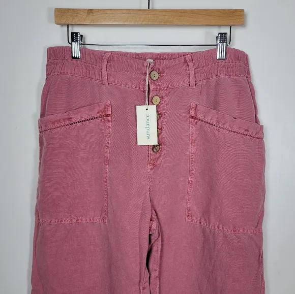 Sundance Oceane Pink Linen &amp; Cotton Pants Size 8P