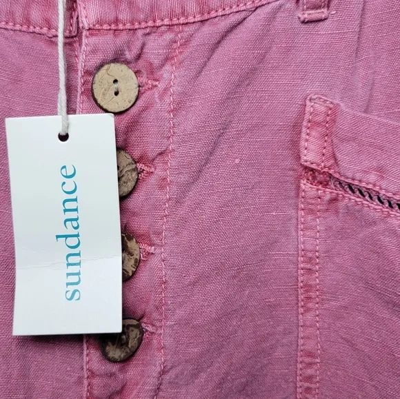 Sundance Oceane Pink Linen &amp; Cotton Pants Size 8P