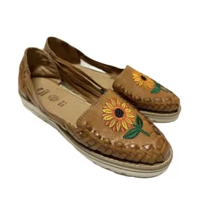 Sunflower Huarache Flats Womens Size 9 Handmade in Mexico Genuine Brown Leather