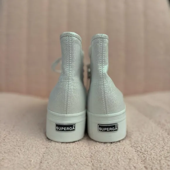 Superga 2708 High Top Lamé Sneakers in Iridescent
