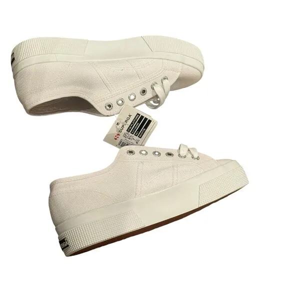 Superga 2740 Platform Sneakers Canvas Comfortable White Size 5.5 NWT