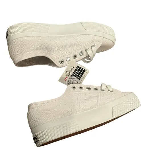 Superga 2740 Platform Sneakers Canvas Comfortable White Size 5.5 NWT