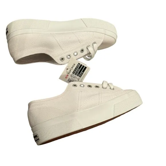 Superga 2740 Platform Sneakers Canvas Comfortable White Size 5.5 NWT