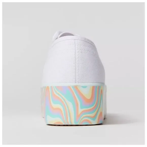 Superga 2790 Multicolor Liquify White Pastel Rainbow Platform Sneakers 9 8.5