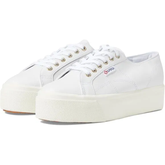 Superga 2790 Nappa Sneakers White Leather Platform Sneakers Size 7 US Orig. $120