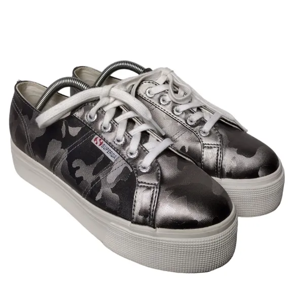 Superga Army Chrome Camouflage Platform Sneakers