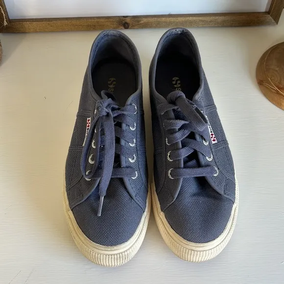 Superga Blue Platform Sneakers