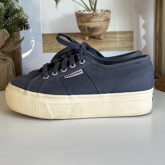 Superga Blue Platform Sneakers