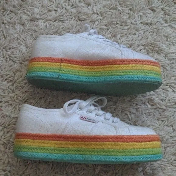 Superga Fantasia Rainbow Platform Sneakers Women Size 7.5