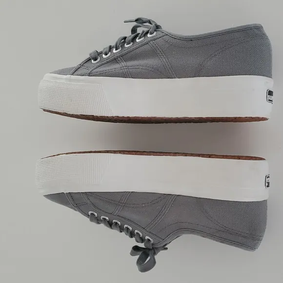 Superga Platform Sneakers in Gray Sage