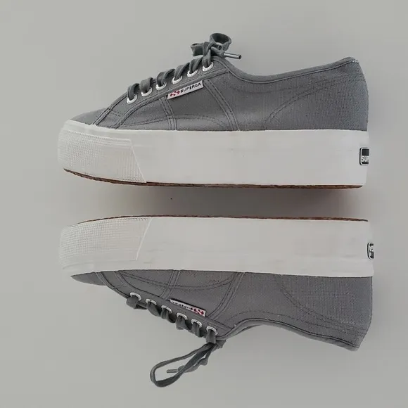 Superga Platform Sneakers in Gray Sage