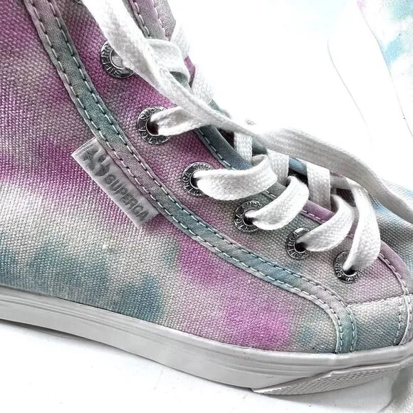 SUPERGA Tye Dye Canvas Hi-Top Platform Sneakers