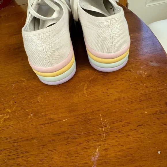 SUPERGA white platform sneakers rainbow 3in heel size EU 39 =US 8-9 pride