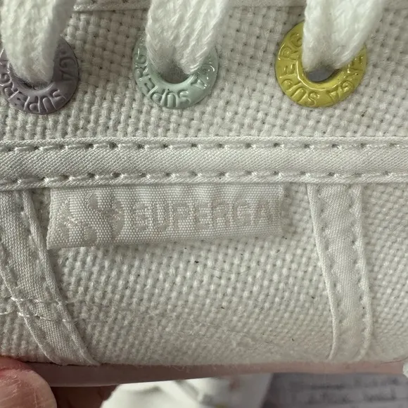 SUPERGA white platform sneakers rainbow 3in heel size EU 39 =US 8-9 pride