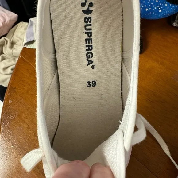 SUPERGA white platform sneakers rainbow 3in heel size EU 39 =US 8-9 pride