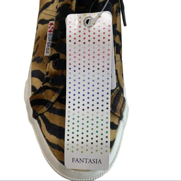 SUPERGA x ANTHRO COGNAC ZEBRA VELVET 2750 FANTASIA COLLECTION SNEAKERS SIZE 9.5
