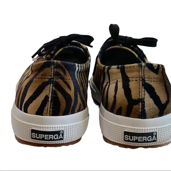SUPERGA x ANTHRO COGNAC ZEBRA VELVET 2750 FANTASIA COLLECTION SNEAKERS SIZE 9.5
