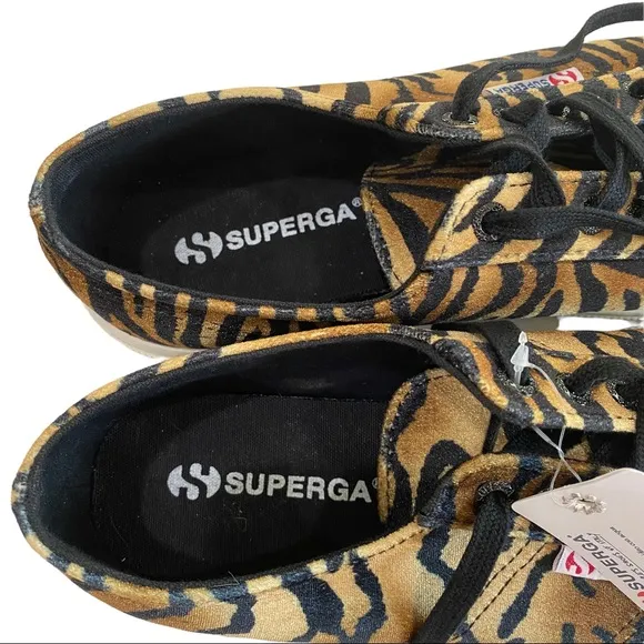 SUPERGA x ANTHRO COGNAC ZEBRA VELVET 2750 FANTASIA COLLECTION SNEAKERS SIZE 9.5