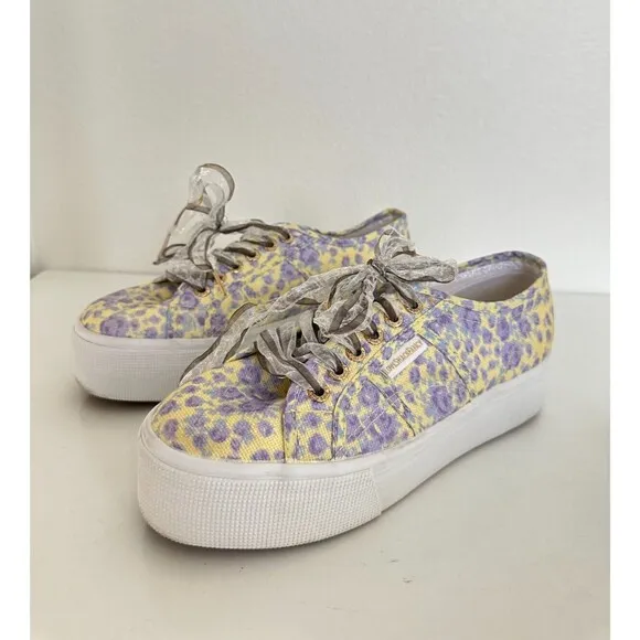 Superga x LoveShackFancy Platform Sneakers Floral Canvas Women's EU 39 US 8.5