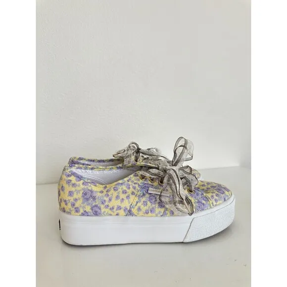 Superga x LoveShackFancy Platform Sneakers Floral Canvas Women's EU 39 US 8.5