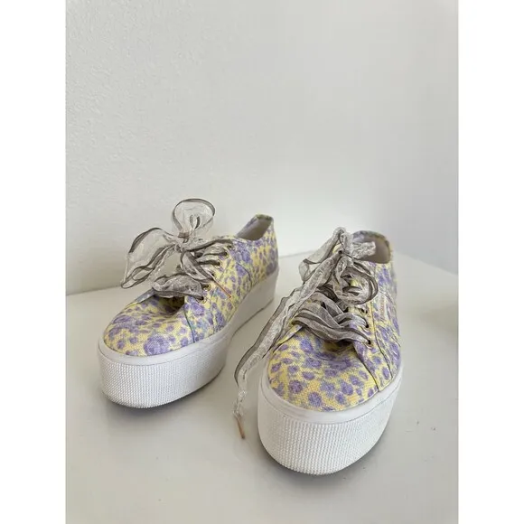 Superga x LoveShackFancy Platform Sneakers Floral Canvas Women's EU 39 US 8.5