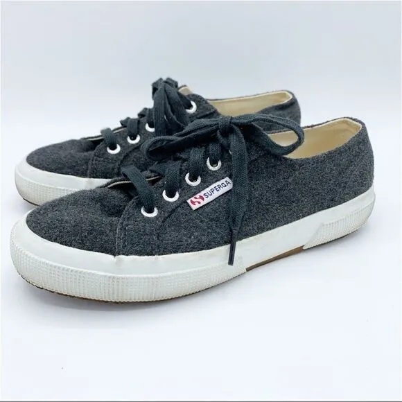 Superga Women's 2750 Grey Wool Low Top Lace-up Sneakers Women’s 7 Men’s 5.5