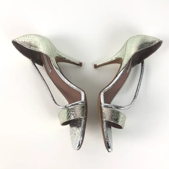 Tabitha Simmons Nile Sandals 36.5 gold silver croc