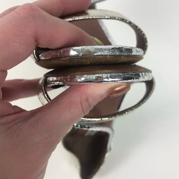 Tabitha Simmons Nile Sandals 36.5 gold silver croc