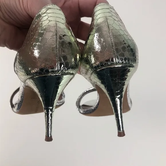 Tabitha Simmons Nile Sandals 36.5 gold silver croc