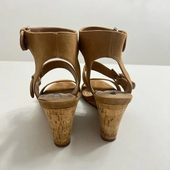 Tahari Suede and Cork Fiona Wedge Sandal with Ankle Strap
