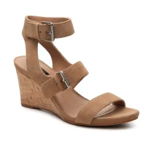 Tahari Suede and Cork Fiona Wedge Sandal with Ankle Strap