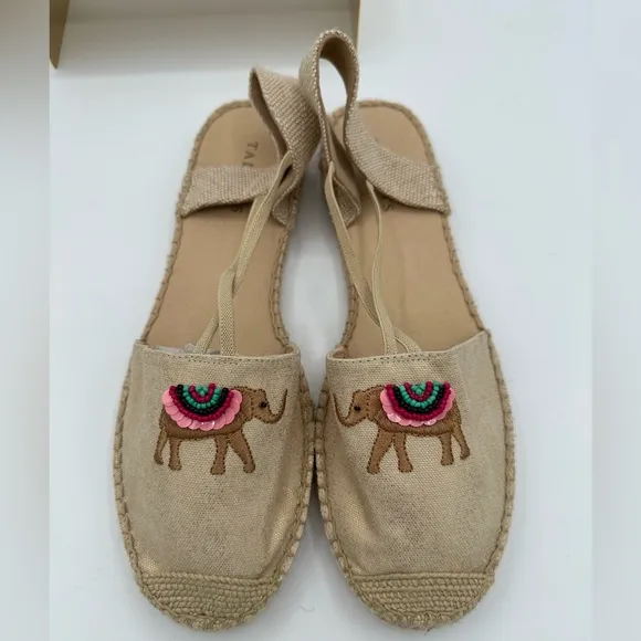 TALBOTS Beige Gold Elephant Espadrilles NWOT | Size 10.5