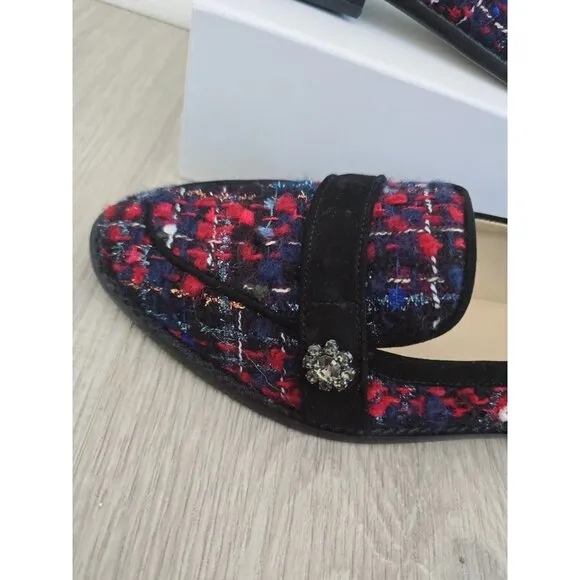 Talbots Leighton Tweed Wool Mohair Slip On Almond Toe Loafers Flats Shoes 8