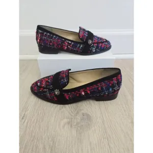 Talbots Leighton Tweed Wool Mohair Slip On Almond Toe Loafers Flats Shoes 8