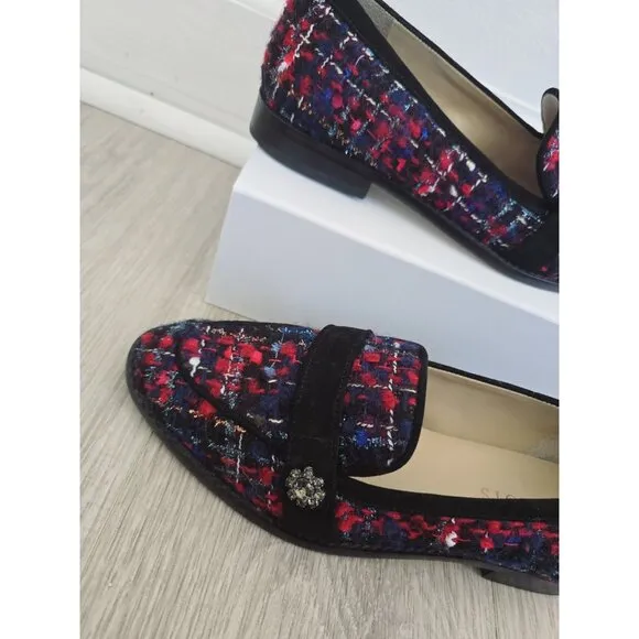 Talbots Leighton Tweed Wool Mohair Slip On Almond Toe Loafers Flats Shoes 8