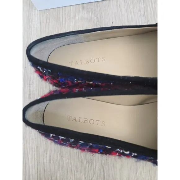 Talbots Leighton Tweed Wool Mohair Slip On Almond Toe Loafers Flats Shoes 8