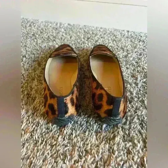 Talbots Leopard print calf hair flats size 5.5 narrow print toe mob boss brown