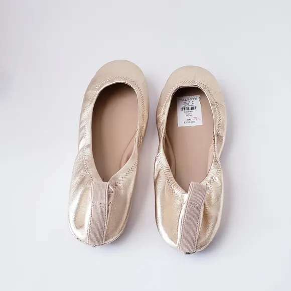 Talbots Lexington Gold Leather Flexible Ballet Flats