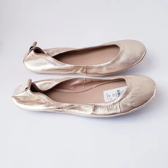 Talbots Lexington Gold Leather Flexible Ballet Flats