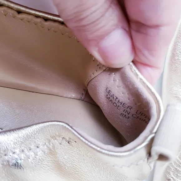 Talbots Lexington Gold Leather Flexible Ballet Flats