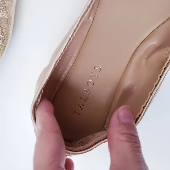 Talbots Lexington Gold Leather Flexible Ballet Flats