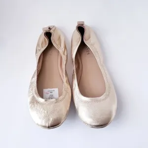 Talbots Lexington Gold Leather Flexible Ballet Flats
